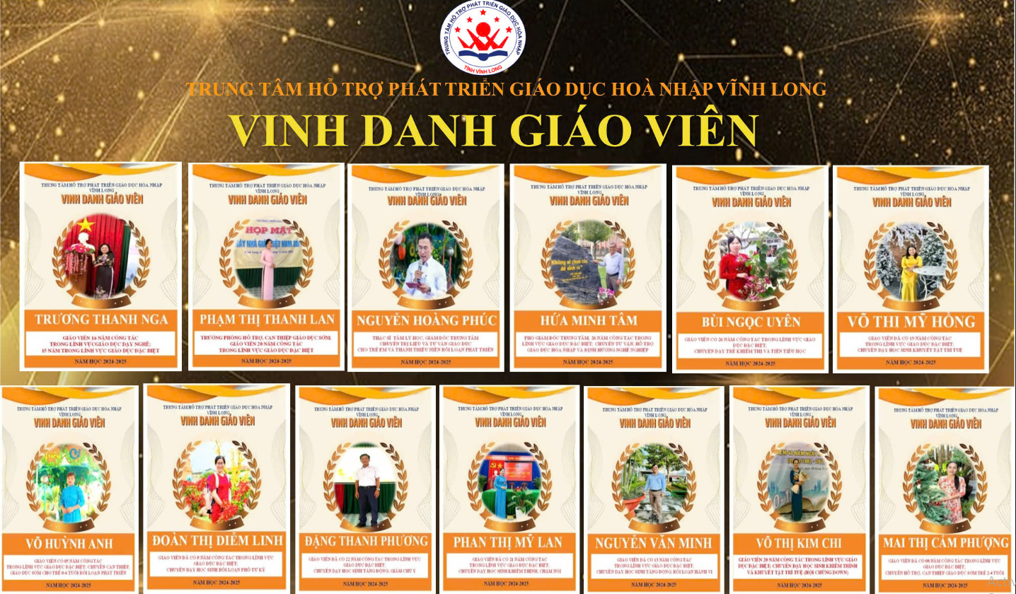 Trung tâm Hỗ trợ phát triển giáo dục hòa nhập Vĩnh Long- Vinh danh những giáo viên tiêu biểu năm học 2024-2025